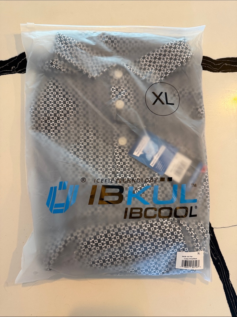 IBKUL White and Black Cubes Short-Sleeve Polo